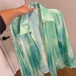 Zara Aqua Tie-Dye Blouse